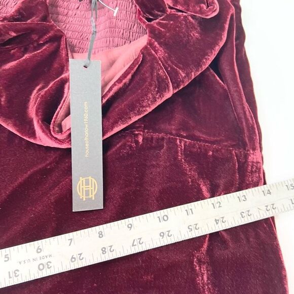 REVOLVE House of Harlow 1960 Dress Womens Large Velvet Mini Dress New Burgundy - Picture 7 of 10